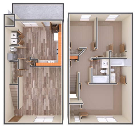 A diagram of a bathroom with a toilet, sink, and shower.